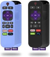 protective silicone case for tcl roku steaming stick 3600r remote - 2 pack | universal replacement cover in black+glowing blue logo