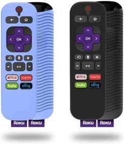 img 4 attached to Protective Silicone Case for TCL Roku Steaming Stick 3600R Remote - 2 Pack | Universal Replacement Cover in Black+Glowing Blue