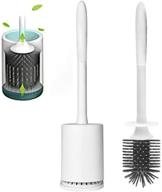 pure white toilet brush bathroom set: sturdy handle, soft silicone bristles for effective cleaning logo