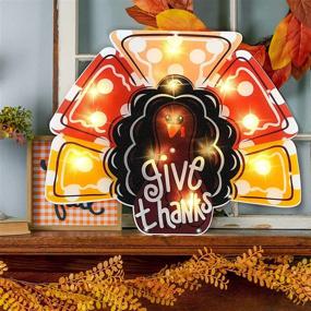 img 1 attached to 🦃 Thanksgiving Window Lighted Decorations Window Silhouette | LED Turkey with Give Thanks | Hanging/Tabletop Light Up Holiday Ornament (2AA Batteries Not Included)