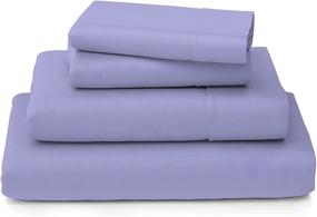 img 4 attached to 🛏️ Dormir Queen Lavender Bed Sheet Set: 100% Long Staple Cotton, 400 Thread Count, 16" Deep Pocket - Luxury 4 Pc Soft Sheet Set for Queen Size Bed