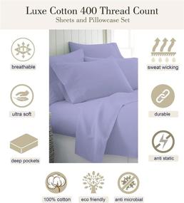 img 1 attached to 🛏️ Dormir Queen Lavender Bed Sheet Set: 100% Long Staple Cotton, 400 Thread Count, 16" Deep Pocket - Luxury 4 Pc Soft Sheet Set for Queen Size Bed
