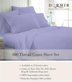 img 3 attached to 🛏️ Dormir Queen Lavender Bed Sheet Set: 100% Long Staple Cotton, 400 Thread Count, 16" Deep Pocket - Luxury 4 Pc Soft Sheet Set for Queen Size Bed