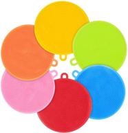 🧽 emoly 6-pack food grade reusable sponges for dishes – heat resistant, bpa-free with double sided silicon brush – 6 colors, 6 count logo