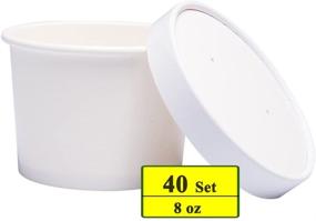 img 2 attached to 🍦 Belinlen White Paper Ice Cream Cups with Lids, Paper Hot/Cold Soup Cups with Lids - 40 Pack, 8 oz