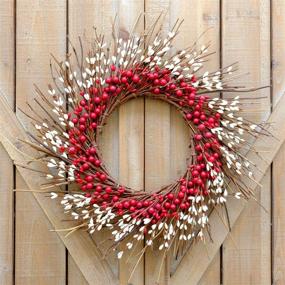 img 4 attached to 🎄 Charming Rustic Twig Red Berry Christmas Wreath: Versatile 14 Inches Pip Berries, Ideal for Valentine's Day, Fall, Autumn, Indoor and Outdoor Decorations, in Red