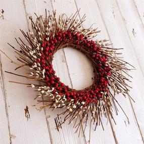 img 3 attached to 🎄 Charming Rustic Twig Red Berry Christmas Wreath: Versatile 14 Inches Pip Berries, Ideal for Valentine's Day, Fall, Autumn, Indoor and Outdoor Decorations, in Red