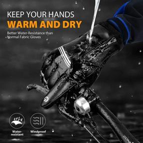 img 1 attached to 🧤 Hikenture Winter Cycling Gloves: Waterproof, Warm Pu Leather Gloves for Men & Women - Anti-Slip Touch Screen, Perfect for Running