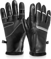 🧤 hikenture winter cycling gloves: waterproof, warm pu leather gloves for men & women - anti-slip touch screen, perfect for running logo