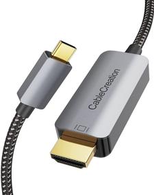 img 4 attached to 🔌 Кабель USB C к HDMI длиной 6 футов для домашнего офиса, CableCreation Плетеный кабель USB типа C к HDMI [совместимо с Thunderbolt 3] для MacBook/Pro/Air, iPad Pro 2020, Surface Book 2, Galaxy S20/S10 - Алюминий