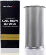 ☕️ современный кофе-инфузор premium infuser cold coffee maker от modern joe: идеальный для готовки холодного кофе и чая в широкие банки из стекла мейсон объемом 1 кварт. 50 микрон дополнительно тонкая сетка из нержавеющей стали 304 логотип