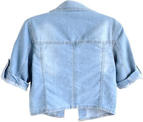 img 2 attached to 👚 TRENDY XU Women's Blue Denim Short Sleeve Jacket: Stylish Summer Sun Protection