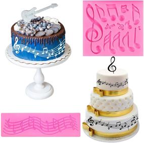 img 3 attached to 🎶 Musical Delights: 3-Piece Music Note Fondant Mold for Cake Decoration