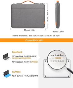 img 3 attached to 📱 Inateck Laptop Sleeve Case: 12.3" Surface Pro X/7/6/5/4/3, 13" MacBook Air 2020 2019 2018, MacBook Pro 2016-2020 - Gray