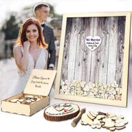 🎉 unique wedding guest book alternative: pen sign drop top wooden frame with 120 hearts - perfect for baby showers, birthdays, and party decorations logo