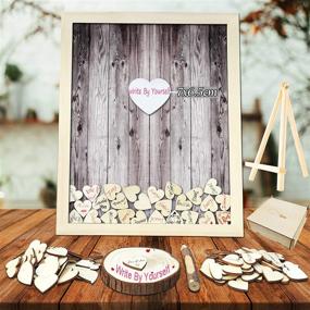 img 3 attached to 🎉 Unique Wedding Guest Book Alternative: Pen Sign Drop Top Wooden Frame with 120 Hearts - Perfect for Baby Showers, Birthdays, and Party Decorations
