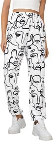 img 4 attached to 👖 WDIRARA Women's Graphic Print Elastic Waist Sweatpants: Stylish Casual Long Joggers for Comfort and Fashion