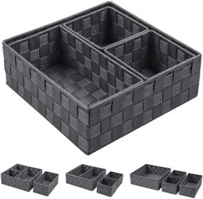 img 3 attached to 🗄️ Posprica Dark Grey Woven Storage Box Cube Basket - Drawer, Closet, Shelf, Dresser Tote Organizer Divider Container