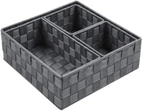 img 4 attached to 🗄️ Posprica Dark Grey Woven Storage Box Cube Basket - Drawer, Closet, Shelf, Dresser Tote Organizer Divider Container