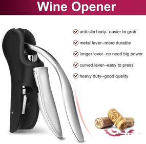 img 3 attached to Wine Opener Set 4-in-1 with Foil Cutter, Stopper, Pourer, Spare Needle - Godmorn Wine Bottle Opener Corkscrew: Compact Vertical Manual Opener in Black Stainless Steel (Gift Package)