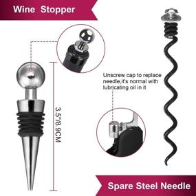 img 1 attached to Wine Opener Set 4-in-1 with Foil Cutter, Stopper, Pourer, Spare Needle - Godmorn Wine Bottle Opener Corkscrew: Compact Vertical Manual Opener in Black Stainless Steel (Gift Package)