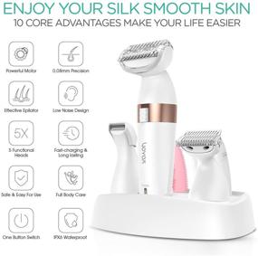 img 3 attached to 🪒 VOYOR Electric Shaver for Women - 5-in-1 Grooming Kit with Bikini Trimmer, Hair Remover for Face & Body - Cordless Rechargeable Waterproof ES500