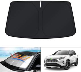 img 4 attached to 🌞 Защита от солнца для лобового стекла KUST для Toyota RAV4 2019-2021 | Защита от ультрафиолетовых лучей | Складной солнцезащитный экран | Сохраняйте прохладу в вашем автомобиле