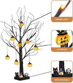 img 2 attached to 🎃 EAMBRITE 2FT Black Glitter Spooky Tree Light: Halloween Décor with 24 LED Orange Lights & 8 Pumpkin Accessories - Battery Operated Indoor Decoration (UL Certified)