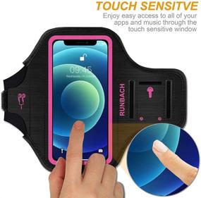 img 2 attached to 🏃 RUNBACH Purple Armband for iPhone 12 Mini/11 Pro/X/XS - Sweatproof Running Exercise Gym Bag with Card Slot