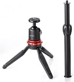 img 4 attached to 📷 Movo Mini Camera Tripod with Extendable Pole (MV-T1): Adjustable, Heavy-Duty Aluminum Travel Stand for DSLR, Mirrorless, GoPro, Smartphones - Compact & Portable
