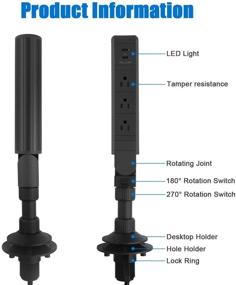 img 1 attached to Настольная розетка с USB, вращение на 270 градусов и складывающаяся на 180 градусов выключатель офиса, крепление на столе с комплектом по фрезерованию отверстий.