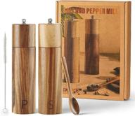 wooden salt pepper grinder set logo