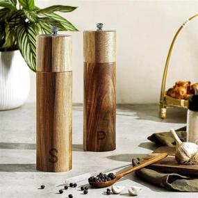 img 3 attached to Wooden Salt Pepper Grinder Set