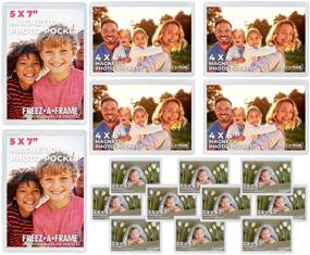 img 4 attached to 🖼️ Clear Magnetic Picture Frames for Refrigerator, School Locker, or Any Magnetic Surface - 16 Pack Holds (2) 5 x 7, (4) 4 x 6, and (10) 2.5 x 3.5 Exclusive Photo Pockets - Freeze a Frame