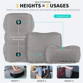img 2 attached to Ultimate Comfort on-the-go: Inflatable Travel Foot Rest Pillow for Kids & Adults - Adjustable Height, Versatile Airplane Bed & Car Foot Rest - Grey