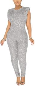 img 2 attached to 💃 Sparkle in Style: Aro Lora Glitter Bodycon Jumpsuits for Fashionable Women