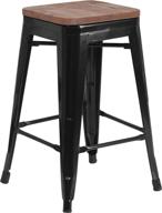 🪑 24 inch high backless metal counter height stool with square wood seat in black - taylor + logan logo