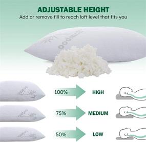 img 2 attached to 🌙 DOWNCOOL Shredded Memory Foam Pillow: Adjustable Firmness, Washable Bamboo Cover for Side, Neck, Stomach Sleepers & Shoulder Pain Relief - Standard Size Bed Pillows