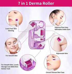 img 3 attached to 👩 Revive Your Skin and Boost Hair Growth with the 7 in 1 Derma Roller Microneedling Kit: Effective Microneedle Roller for Home Skincare, Facial Rejuvenation, and Body Hair Growth - Includes 5 Replaceable Rollers