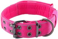 🐶 yunleparks reflective dog collar: heavy duty with control handle and metal buckle for training - large, pink логотип