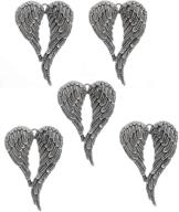 sparkle and shine with jgfinds large angel wings charm pendants - 5 pack of silver toned diy jewelry making supplies logo