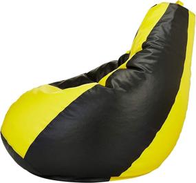 img 3 attached to 🪑 Kids Room Bean Bag Chair Cover - Stuffed Animal Storage with Zipper, Soft Leatherette Material - X-Large Size (Yellow/Black) [Cover Only, No Fillers Included]