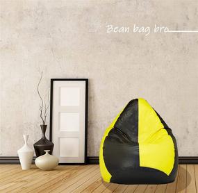 img 1 attached to 🪑 Kids Room Bean Bag Chair Cover - Stuffed Animal Storage with Zipper, Soft Leatherette Material - X-Large Size (Yellow/Black) [Cover Only, No Fillers Included]