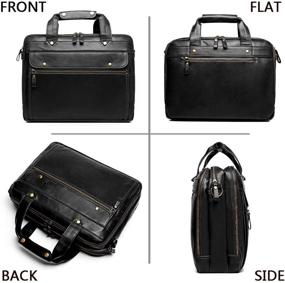 img 1 attached to 👜 Waterproof Retro Business Travel Messenger Bag for Men - Laptop Briefcase Computer Bag with Large Tote, Perfect for Daily Use/Christmas (Black, 15.6 Inch)