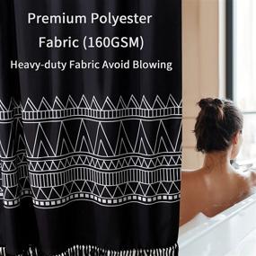 img 2 attached to 🚿 MitoVilla Black Boho Shower Curtain Set: Modern Farmhouse Tassel Design with Abstract Geometric Patterns for Bathroom Decor - Tribal Fabric, 72 x 72