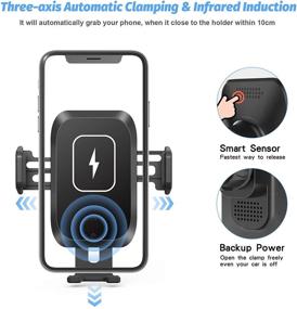 img 3 attached to 📱 SHAWE Wireless Car Charger: Fast Charging Qi Auto-Clamping Car Mount Holder for iPhone 12/12 Pro/Pro MAX, Samsung S10/S9/S8 & More