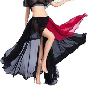 img 4 attached to 👗 ROYAL SMEELA Chiffon Fairy Belly Dance Skirt Belly Dancing Costume - One Size, 3 Color Options: Black, Purple, and Pink