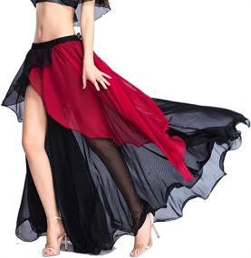 img 1 attached to 👗 ROYAL SMEELA Chiffon Fairy Belly Dance Skirt Belly Dancing Costume - One Size, 3 Color Options: Black, Purple, and Pink