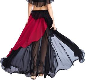 img 2 attached to 👗 ROYAL SMEELA Chiffon Fairy Belly Dance Skirt Belly Dancing Costume - One Size, 3 Color Options: Black, Purple, and Pink