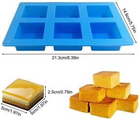 img 1 attached to Набор из 3 силиконовых форм для мыла - 6 отделений, форма для выпечки SENHAI Cake Pan, форма для печенья и шоколада 🧼, ледяные лотки для конфет DIY - розовая, синяя, фиолетовая (включает 1 прямоугольную форму и 2 квадратных формы)